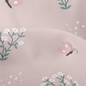 Butterflies Flying Among Flowe Lightweight Performance Linen