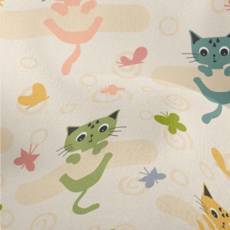 Colorful Kitten Butterfly Lightweight Performance Linen