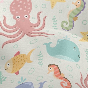 Colorful Underwater Creatures Lightweight Performance Linen