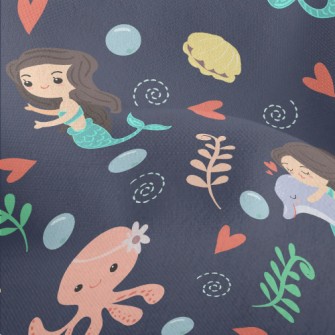 Playful Mermaid Octopus Lightweight Performance Linen