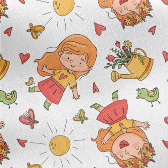 Lively And Cute Little Girl Jersey Backed Fleece