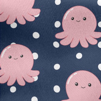 Super Cute Little Octopus Jersey Backed Fleece