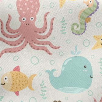 Colorful Underwater Creatures Jersey Backed Fleece