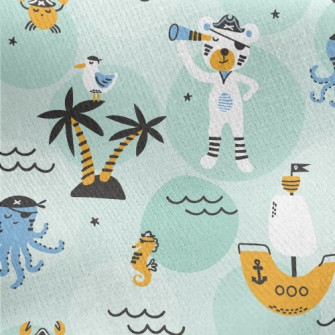 Pirate Ship Crab Octopus Jersey Backed Fleece