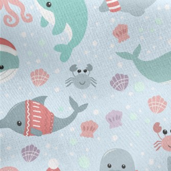 Undersea Creatures Celebrate C Jersey Backed Fleece