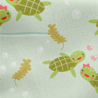 Cute Turtle Couple Jersey Backed Fleece