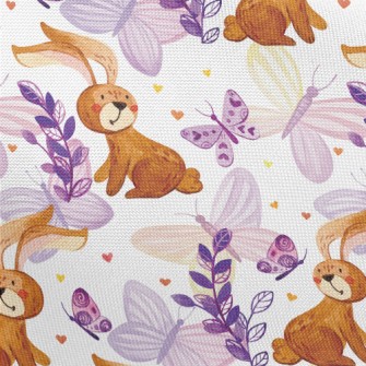 Cute Bunny Butterfly Pongee