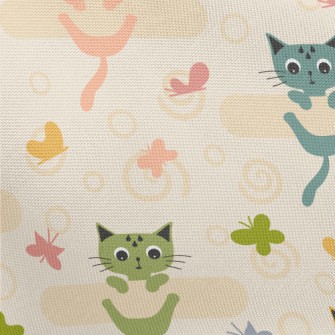 Colorful Kitten Butterfly Pongee