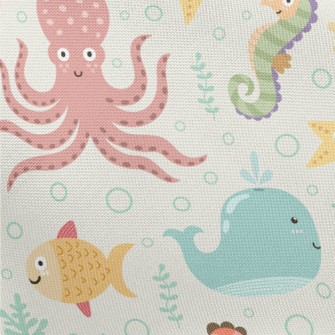 Colorful Underwater Creatures Pongee