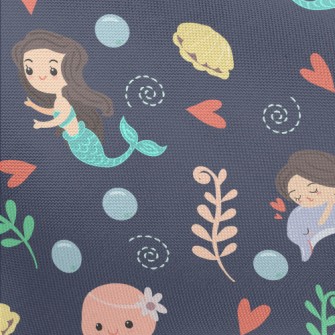 Playful Mermaid Octopus Pongee