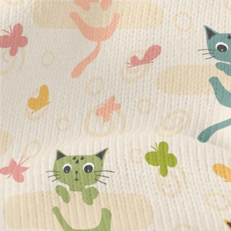 Colorful Kitten Butterfly Stretch Jersey