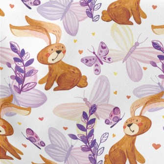 Cute Bunny Butterfly Lightweight Cotton Poplin