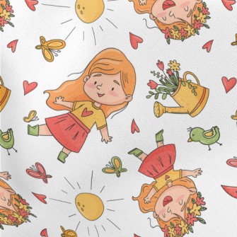 Lively And Cute Little Girl Lightweight Cotton Poplin