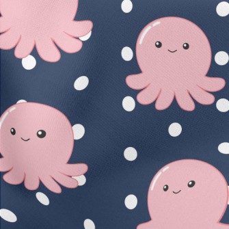 Super Cute Little Octopus Lightweight Cotton Poplin
