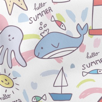 Lighthouse Whale Octopus Lightweight Cotton Poplin