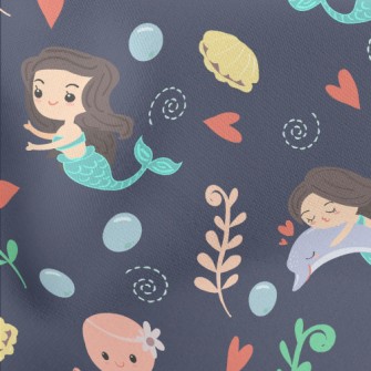 Playful Mermaid Octopus Lightweight Cotton Poplin