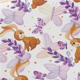 Cute Bunny Butterfly Midweight Cotton Poplin