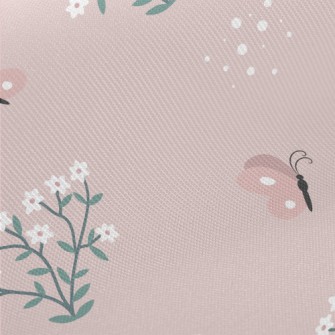 Butterflies Flying Among Flowe Midweight Cotton Poplin