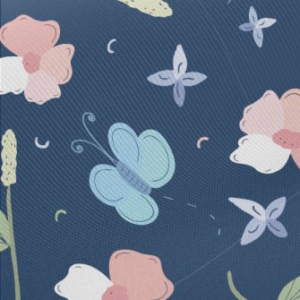 Cold Tones Butterfly Flowers Midweight Cotton Poplin