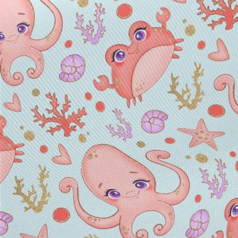 Big Eyed Crab Octopus Midweight Cotton Poplin