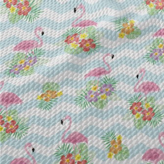 Tropical Flowers Flamingo Birdseye Piqué