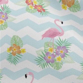 Tropical Flowers Flamingo Chiffon