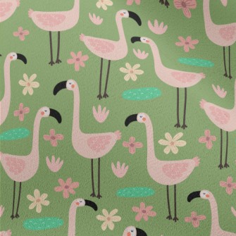 Garden Cartoon Flamingo Chiffon
