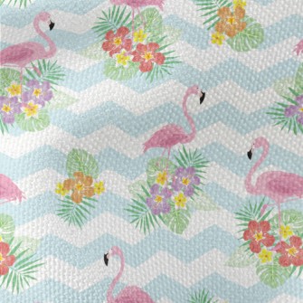 Tropical Flowers Flamingo Waterproof Canvas