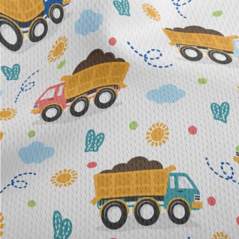 Cartoon Big Truck Athletic Mesh Flat Back