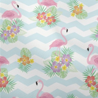 Tropical Flowers Flamingo Dobby