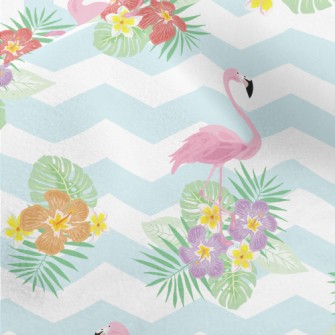 Tropical Flowers Flamingo Micro Fleece