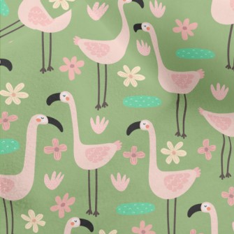 Garden Cartoon Flamingo Micro Fleece