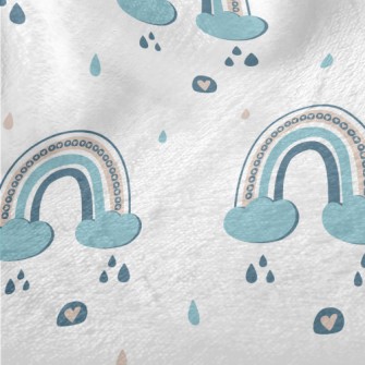 Rainbow Clouds Rainy Day Minky