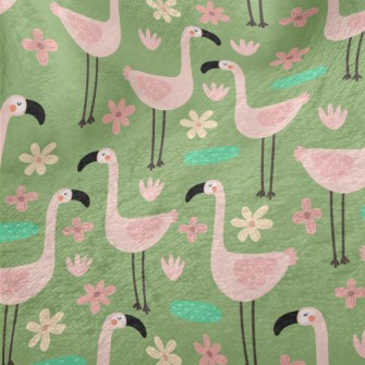 Garden Cartoon Flamingo Minky