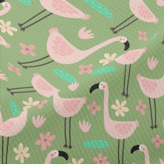 Garden Cartoon Flamingo Piqué
