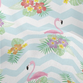 Tropical Flowers Flamingo Lightweight Performance Linen