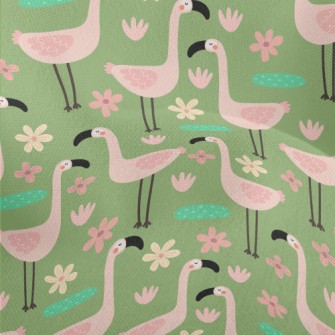 Garden Cartoon Flamingo Lightweight Performance Linen