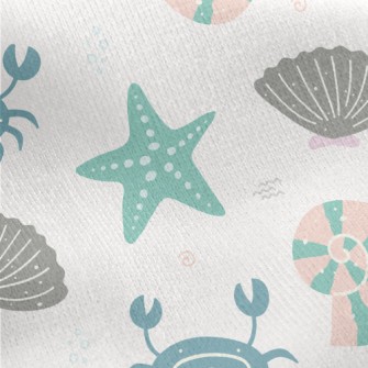 Shells, Starfish, Crab Jersey Backed Fleece