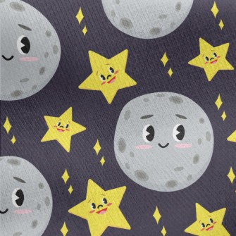 Blushing Moon And Stars Jersey Backed Fleece