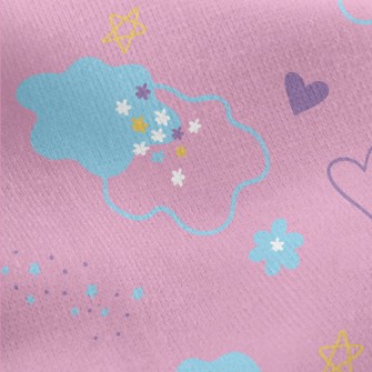 Clouds, Stars, Flowers Jersey Backed Fleece