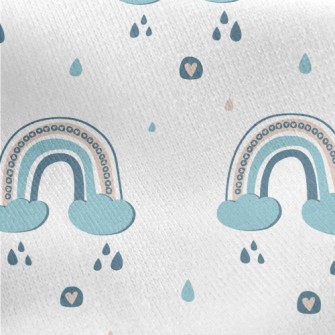 Rainbow Clouds Rainy Day Jersey Backed Fleece