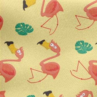 Summer Big-mouthed Flamingo Jersey Backed Fleece