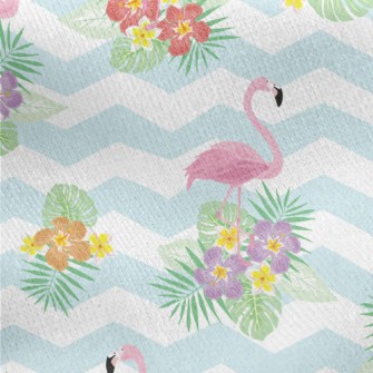 Tropical Flowers Flamingo Jersey Backed Fleece