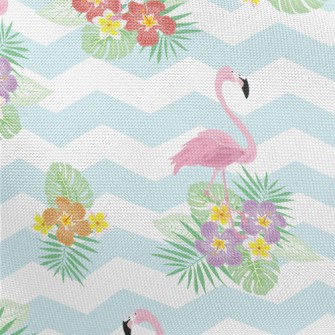 Tropical Flowers Flamingo Pongee