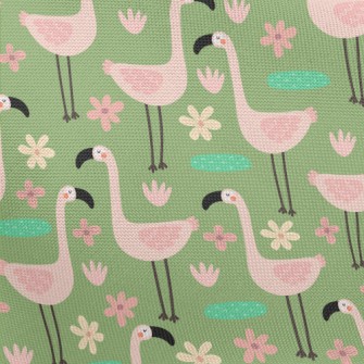 Garden Cartoon Flamingo Pongee