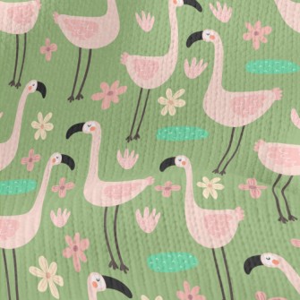 Garden Cartoon Flamingo Stretch Jersey
