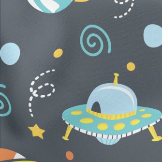 Space Planet UFO Lightweight Cotton Poplin