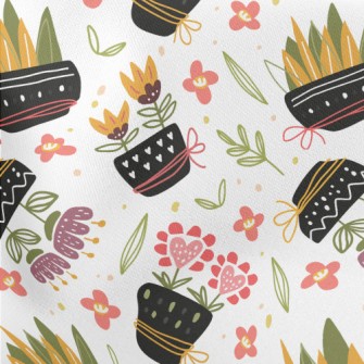 Classic Flower Pots Lightweight Cotton Poplin