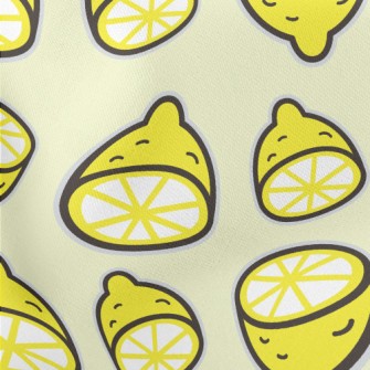 Sour Sliced Lemon Lightweight Cotton Poplin