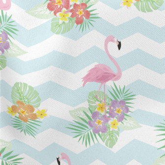 Tropical Flowers Flamingo Lightweight Cotton Poplin